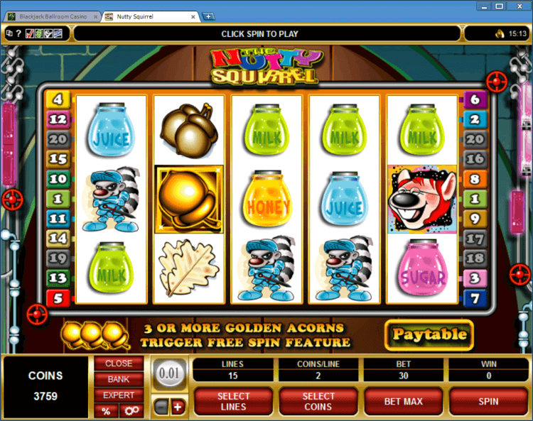 The Nutty Squirrel regular video slot BlackJack Ballroom online casino gambling