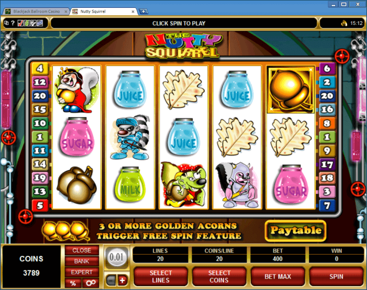 The Nutty Squirrel regular video slot BlackJack Ballroom online casino gambling